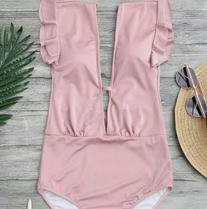 Frilled Plunge One Piece swimsuit
